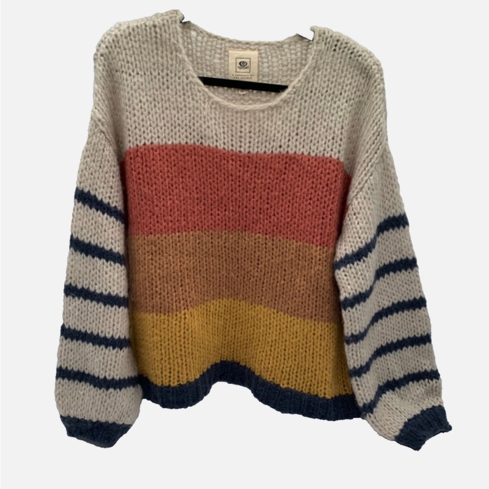 Rip Curl S Multicolor Striped Women's Chunky‎ Sweater 80’s 005